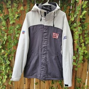 Men's Gray And White Ny Giants Reebok Team Apparel Fleece Lined Jacket